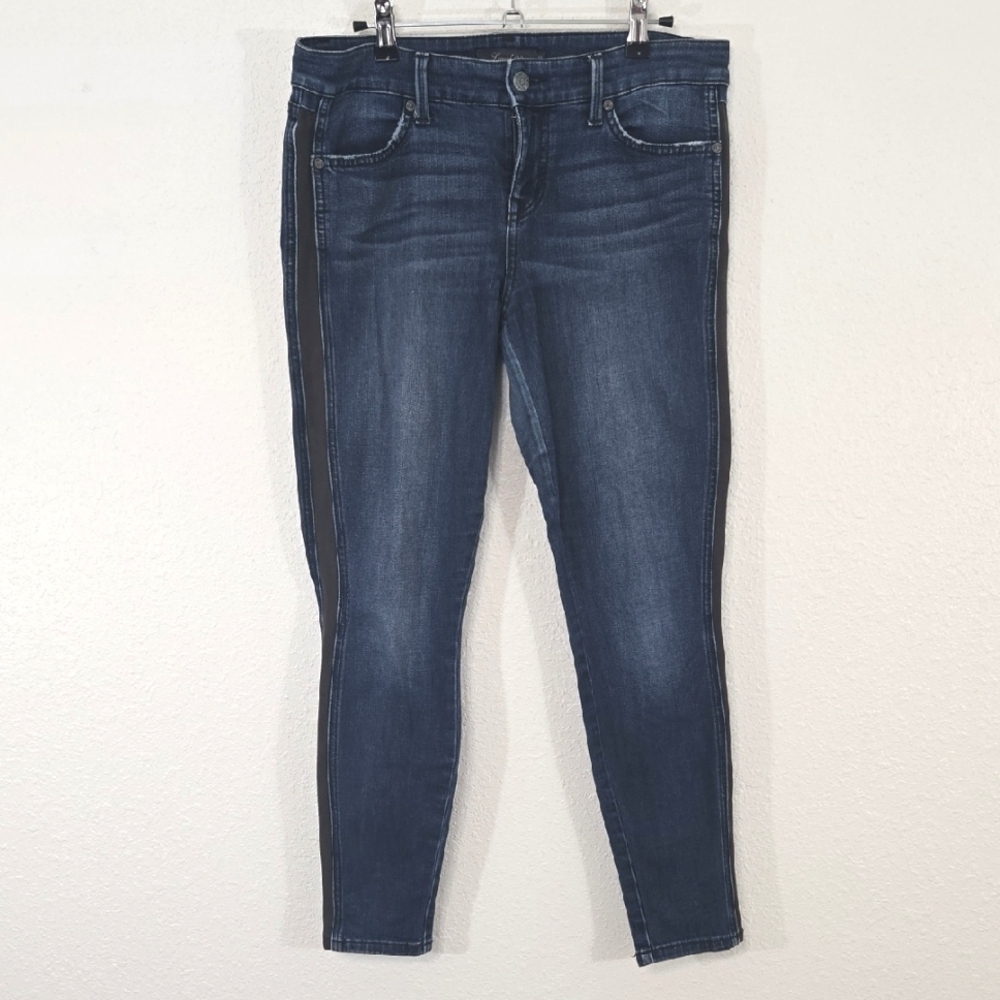 Anthropologie Level 99 Skinny Jeans Black Stripes Academia Rocker Grunge, 29